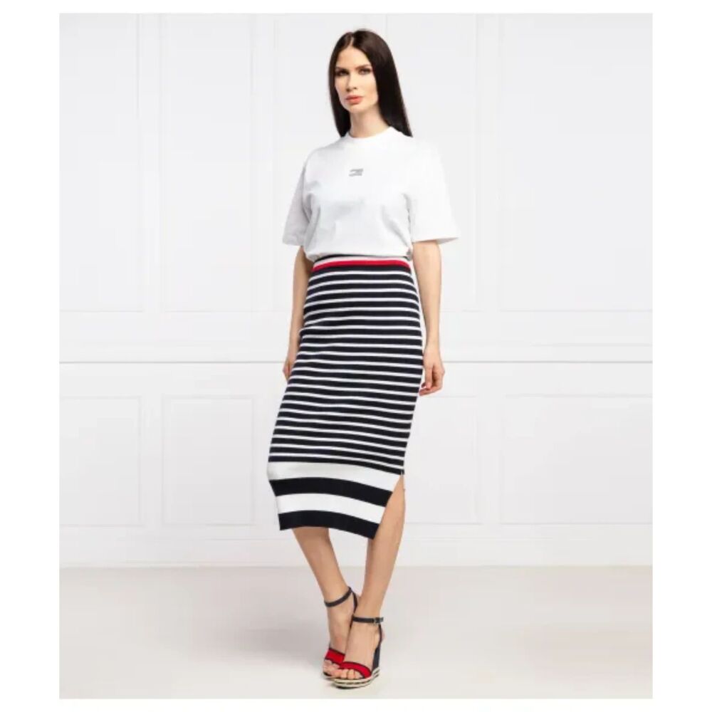 Tommy Hilfiger Womens Nautical Striped Red White Blue Kena Skirt M Medium